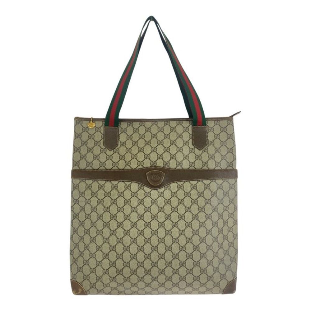 Gucci GG Supreme Canvas Leather Shoulder Tote Bag
